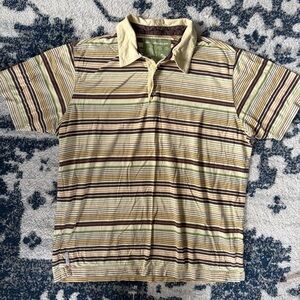 Y2K Quiksilver Men's Striped Polo Shirt MEDIUM